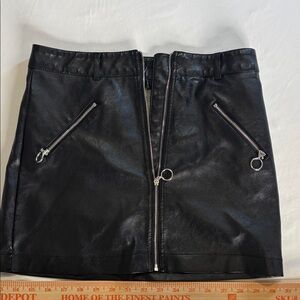 Forever 21 Black Faux Leather Mini Skirt with Silver Hardware